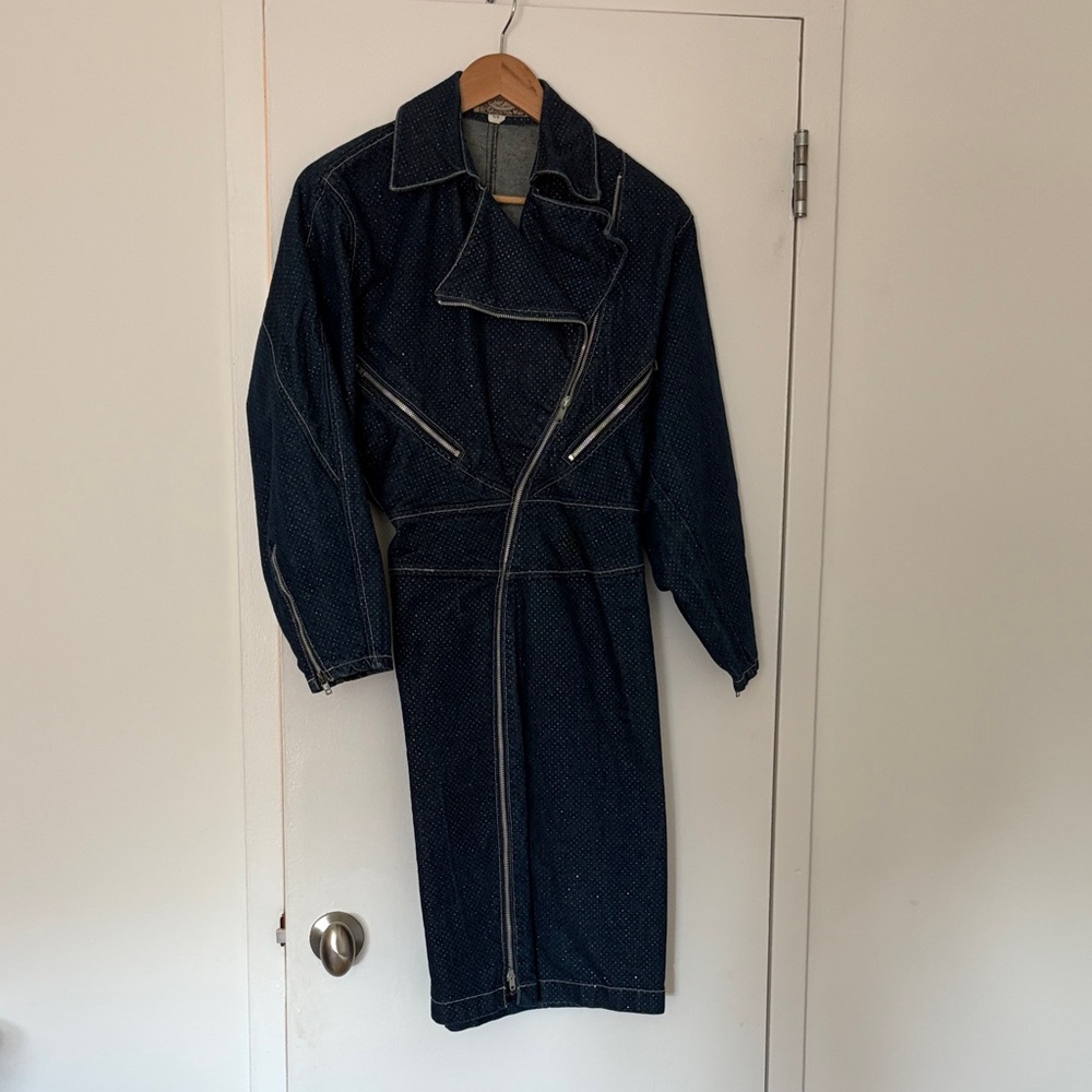 Dark Blue 80s style denim dress